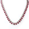 Image 1 : 26 CTW Ruby & Diamond Necklace 18K White Gold - REF-857F8M - 11716