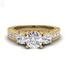 Image 2 : 2.07 CTW VS/SI Diamond Solitaire Art Deco 3 Stone Ring 18K Yellow Gold - REF-327K3R - 37018