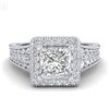 Image 2 : 3.5 CTW Princess VS/SI Diamond Solitaire Micro Pave Ring 18K White Gold - REF-581W8H - 37166