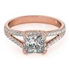 Image 1 : 2.05 CTW Certified VS/SI Princess Diamond Solitaire Halo Ring 18K Rose Gold - REF-661K4R - 27109