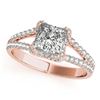 Image 2 : 2.05 CTW Certified VS/SI Princess Diamond Solitaire Halo Ring 18K Rose Gold - REF-661K4R - 27109