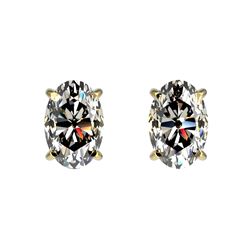 1 CTW Certified VS/SI Quality Oval Diamond Solitaire Stud Earrings 10K Yellow Gold - REF-143M6F - 33
