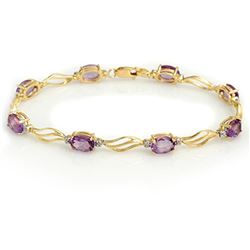 6.02 CTW Amethyst & Diamond Bracelet 10K Yellow Gold - REF-34Y9N - 10790