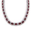 Image 1 : 46.5 CTW Garnet & VS/SI Certified Diamond Eternity Necklace 10K White Gold - REF-218M2F - 29424