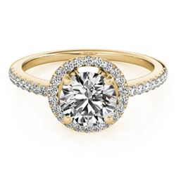1.4 CTW Certified VS/SI Diamond Solitaire Halo Ring 18K Yellow Gold - REF-380M5F - 26819