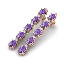 15.47 CTW Amethyst & VS/SI Certified Diamond Tennis Earrings 10K Rose Gold - REF-75X6T - 29470