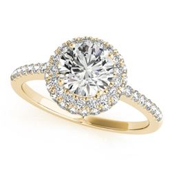 1.6 CTW Certified VS/SI Diamond Solitaire Halo Ring 18K Yellow Gold - REF-389W3H - 26487