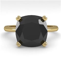 6.0 CTW Cushion Black Diamond Engagement Designer Ring 18K Yellow Gold - REF-162M2F - 32461