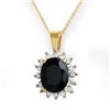 Image 1 : 5.20 CTW Blue Sapphire & Diamond Pendant 14K Yellow Gold - REF-87M3F - 12765