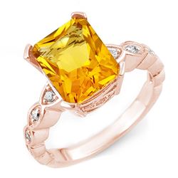 4.25 CTW Citrine & Diamond Ring 10K Rose Gold - REF-33H3W - 10850