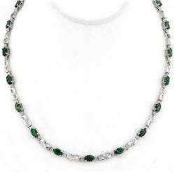 7.02 CTW Emerald & Diamond Necklace 18K White Gold - REF-163N6Y - 11325