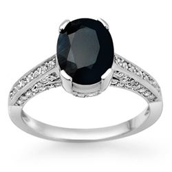 3.50 CTW Blue Sapphire & Diamond Ring 18K White Gold - REF-82M9F - 11876