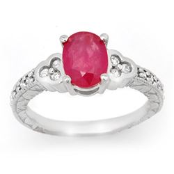 2.31 CTW Ruby & Diamond Ring 18K White Gold - REF-70X9T - 13979
