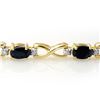 Image 2 : 7.0 CTW Blue Sapphire & Diamond Bracelet 10K Yellow Gold - REF-44T8X - 13598