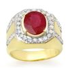 Image 1 : 4.75 CTW Ruby & Diamond Mens Ring 10K Yellow Gold - REF-118H2W - 14501