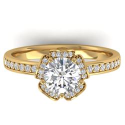 1.75 CTW Certified VS/SI Diamond Art Deco Ring 14K Yellow Gold - REF-390K4R - 30275