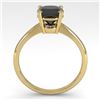 Image 4 : 3.0 CTW Cushion Black Diamond Engagement Designer Ring 14K Yellow Gold - REF-87F5M - 38486