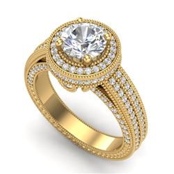 2.8 CTW VS/SI Diamond Solitaire Art Deco Ring 18K Yellow Gold - REF-527T3X - 37138