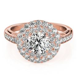 2.25 CTW Certified VS/SI Diamond Solitaire Halo Ring 18K Rose Gold - REF-481H5W - 26881