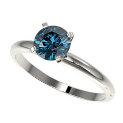 1.03 CTW Certified Intense Blue SI Diamond Solitaire Engagement Ring 10K White Gold - REF-136X4T - 3