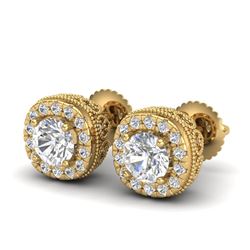 1.69 CTW VS/SI Diamond Solitaire Art Deco Stud Earrings 18K Yellow Gold - REF-263N6Y - 37120