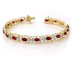 4.22 CTW Ruby & Diamond Bracelet 10K Yellow Gold - REF-69T3X - 13620