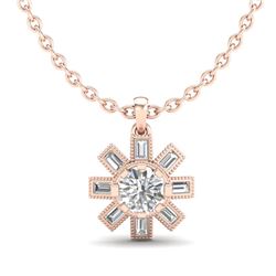 1.33 CTW VS/SI Diamond Solitaire Art Deco Stud Necklace 18K Rose Gold - REF-220X9T - 37068