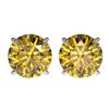 Image 1 : 2.57 CTW Certified Intense Yellow SI Diamond Solitaire Stud Earrings 10K White Gold - REF-381H8W - 3