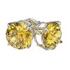 Image 4 : 2.57 CTW Certified Intense Yellow SI Diamond Solitaire Stud Earrings 10K White Gold - REF-381H8W - 3
