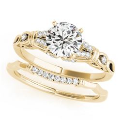 1 CTW Certified VS/SI Diamond Solitaire 2Pc Wedding Set 14K Yellow Gold - REF-187T5X - 31897