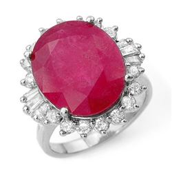 13.12 CTW Ruby & Diamond Ring 18K White Gold - REF-146W2H - 12944