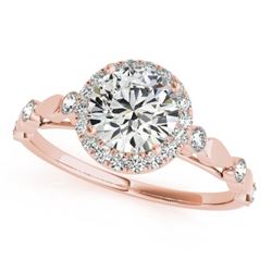 1 CTW Certified VS/SI Diamond Solitaire Halo Ring 18K Rose Gold - REF-185K5R - 26411
