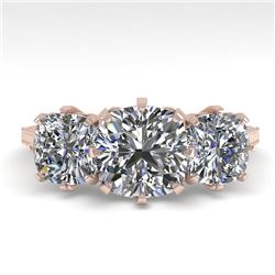 2 CTW Solitaire Past Present Future VS/SI Cushion Diamond Ring 18K Rose Gold - REF-414R2K - 35786