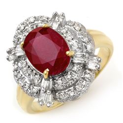 2.84 CTW Ruby & Diamond Ring 14K Yellow Gold - REF-70M9F - 12949