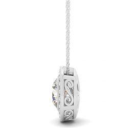 1.25 CTW Certified VS/SI Diamond Solitaire Halo Necklace 14K White Gold - REF-285R9K - 30040