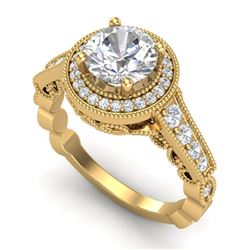 1.91 CTW VS/SI Diamond Solitaire Art Deco Ring 18K Yellow Gold - REF-543H6W - 36976