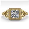 Image 1 : 1.0 CTW VS/SI Princess Diamond Solitaire Engagement Ring Deco 18K Yellow Gold - REF-344M4F - 36043