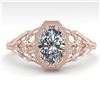 Image 1 : 1.0 CTW VS/SI Oval Diamond Solitaire Engagement Ring Deco 18K Rose Gold - REF-299X4T - 36038