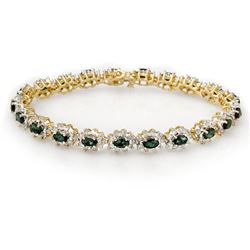 9.42 CTW Emerald & Diamond Bracelet 14K Yellow Gold - REF-345M5F - 13991