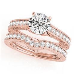 1.67 CTW Certified VS/SI Diamond Solitaire 2Pc Wedding Set 14K Rose Gold - REF-388N2Y - 31671