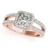 Image 1 : 1.26 CTW Certified VS/SI Princess Diamond Solitaire Halo Ring 18K Rose Gold - REF-246T9X - 27136