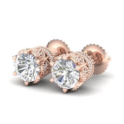 2.04 CTW VS/SI Diamond Solitaire Art Deco Stud Earrings 18K Rose Gold - REF-361N8Y - 37242