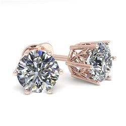 1.55 CTW Certified VS/SI Diamond Stud Solitaire Earrings 18K Rose Gold - REF-307N8Y - 35840