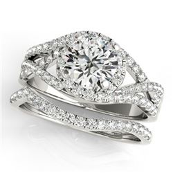 1.4 CTW Certified VS/SI Diamond 2Pc Set Solitaire Halo 14K White Gold - REF-239T5X - 31002