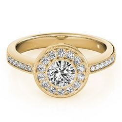 0.80 CTW Certified VS/SI Diamond Solitaire Halo Ring 18K Yellow Gold - REF-130R4K - 26903