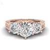 Image 2 : 2.01 CTW VS/SI Diamond Solitaire Art Deco 3 Stone Ring 18K Rose Gold - REF-527W3H - 36930