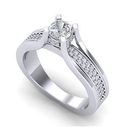 1.01 CTW Cushion VS/SI Diamond Solitaire Micro Pave Ring 18K White Gold - REF-200K2R - 37160