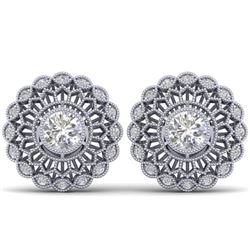 1.5 CTW Certified VS/SI Diamond Art Deco Stud Earrings 14K White Gold - REF-204H2W - 30555