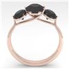 Image 2 : 2 CTW Past Present Future Black Certified Diamond Ring Martini 18K Rose Gold - REF-69M3F - 32258