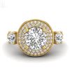 Image 2 : 2.05 CTW VS/SI Diamond Solitaire Art Deco 3 Stone Ring 18K Yellow Gold - REF-490R9K - 37264